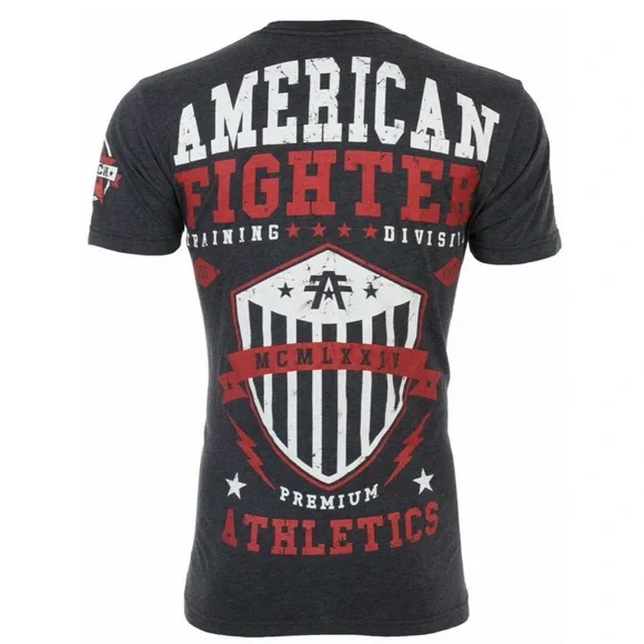 AMERICAN FIGHTER Dalton Black Red Athletic Fit Mens Crewneck T-shirt S-3XL NWT - Picture 3 of 9